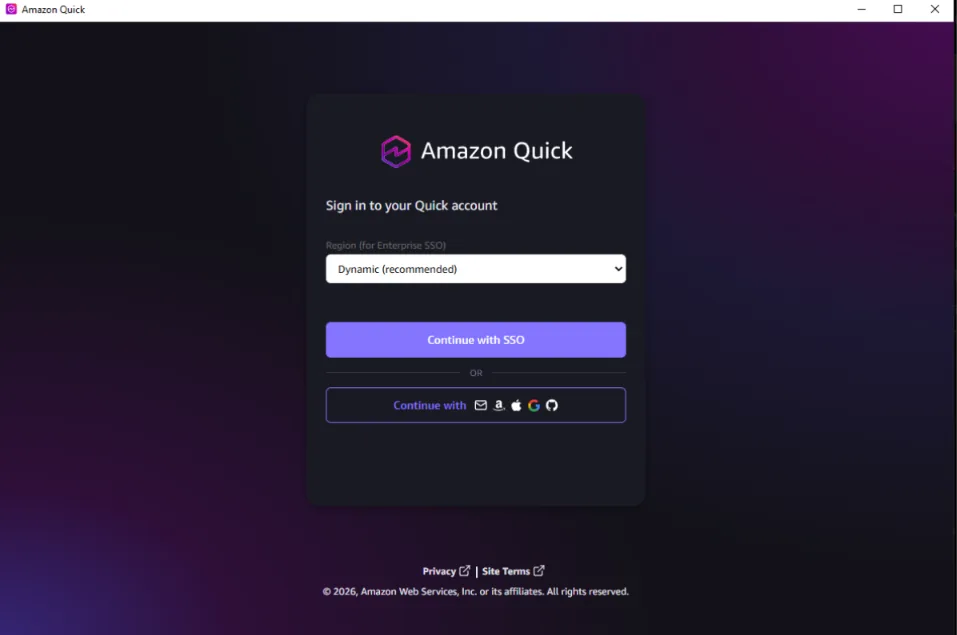หน้าล็อกอิน Quick Desktop