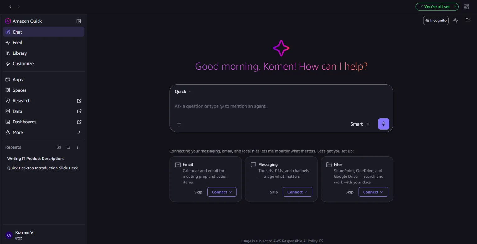 หน้า Chat ของ Quick Desktop